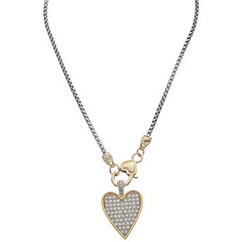 Juvell Two-Tone 18k Gold Plated Cubic Zirconia Heart Necklace