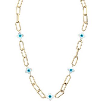 Juvell 18k Gold Plated Freshwater Cultured Pearl Flower Station Necklace