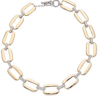 Juvell Two-Tone 18k Gold Plated Cubic Zirconia Link Necklace