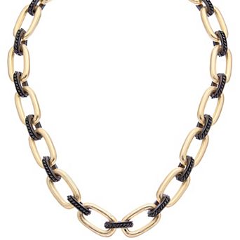 Juvell 18k Gold Plated Black Link Necklace