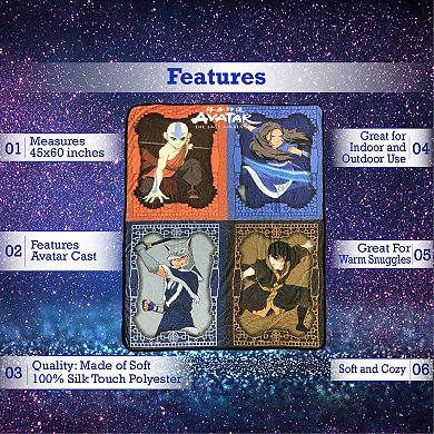 Avatar The Last Airbender Aang Katara Sokka Zuko Comfy Throw Blanket For Adults & Kids, 60 X 45 Inch