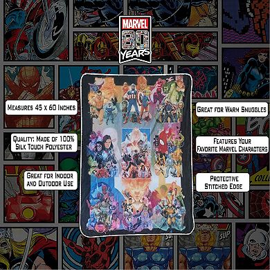 Marvel 80th Anniversary Softest Comfy Throw Blanket For Adults & Kids, Measures 60 X 45 Inches