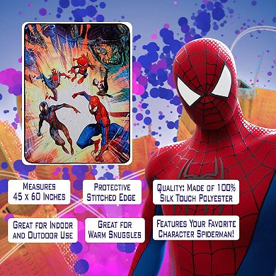 Marvel Spider-man Characters Fleece Comfy Throw Blanket For Adults & Kids, Measures 60 X 45 Inch
