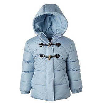 Girls' 4-16 Pink Platinum Diamond Quilt Toggle Puffer Jacket