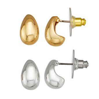Nine West Puffy Teardrop Post Earrings Duo Set