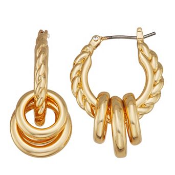 Nine West Gold Tone 29 mm Hoop Click-It Earrings