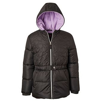 Girls' 4-16 Pink Platinum Heart Quilt Puffer Jacket