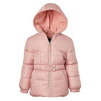 Girls' 4-16 Pink Platinum Heart Quilt Puffer Jacket