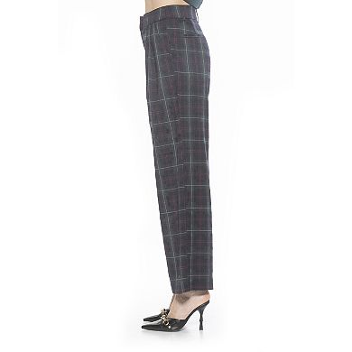Women's ALEXIA ADMOR Elodie Plaid Front Zip Wide Leg Pants