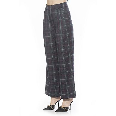 Women's ALEXIA ADMOR Elodie Plaid Front Zip Wide Leg Pants