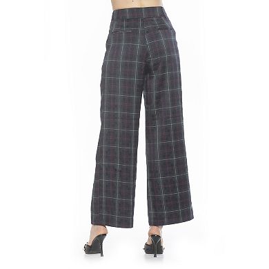 Women's ALEXIA ADMOR Elodie Plaid Front Zip Wide Leg Pants