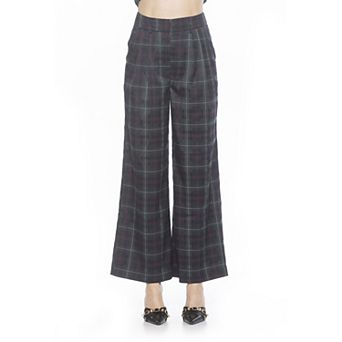 Women's ALEXIA ADMOR Elodie Plaid Front Zip Wide Leg Pants