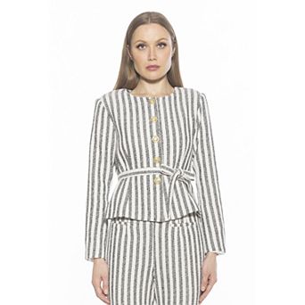 Women's ALEXIA ADMOR Arjun Long Sleeve Scoop Neck Jacket With Waist Tie