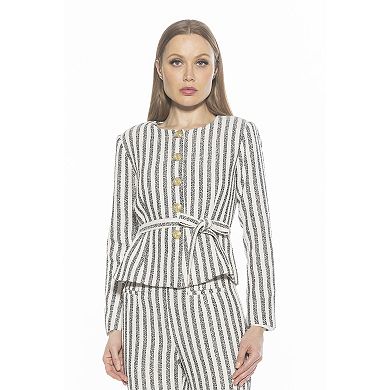 Women's ALEXIA ADMOR Arjun Long Sleeve Scoop Neck Jacket With Waist Tie