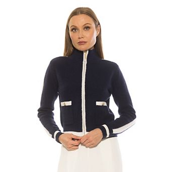 Women's ALEXIA ADMOR Dewey Long Sleeve Front Zipper Knit Jacket