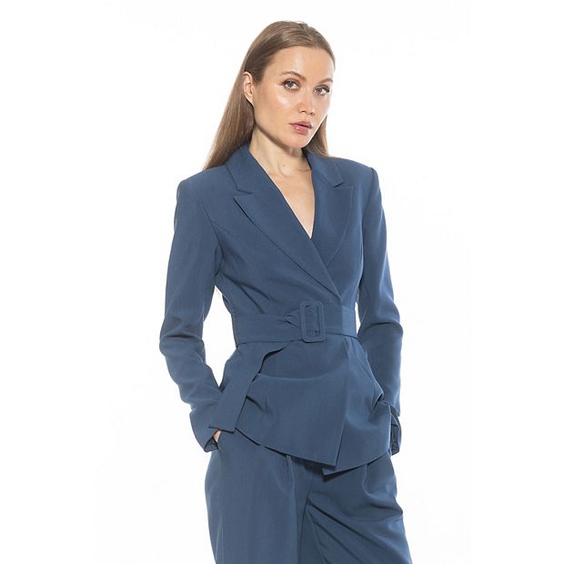 Alexia Admor Women s Janna Longline Blazer Navy Blue 14