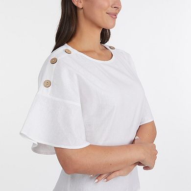 Women's Ellen Tracy Linen Dolman Sleeve Top with Button Detail