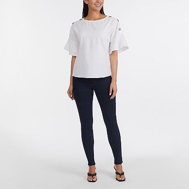 Women's Ellen Tracy Linen Dolman Sleeve Top with Button Detail
