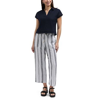 Women's Ellen Tracy Linen Collared Short Sleeve Shirt