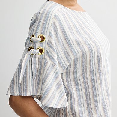 Women's Ellen Tracy Grommet Linen Dolman Sleeve Top