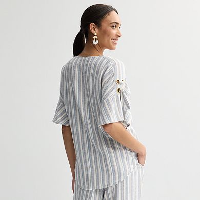 Women's Ellen Tracy Grommet Linen Dolman Sleeve Top