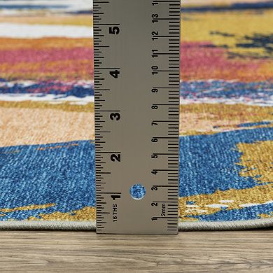 StyleHaven Sawyer Abstract Paint Gold Machine Washable Area Rug