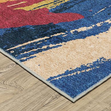 StyleHaven Sawyer Abstract Paint Gold Machine Washable Area Rug