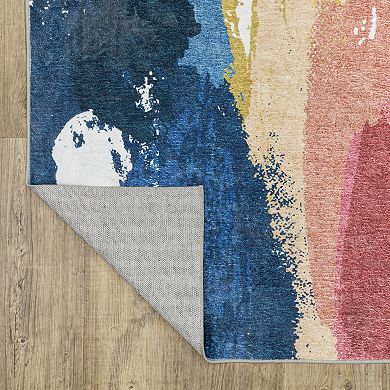 StyleHaven Sawyer Abstract Paint Gold Machine Washable Area Rug