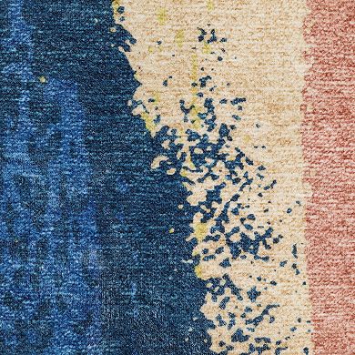 StyleHaven Sawyer Abstract Paint Gold Machine Washable Area Rug