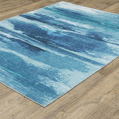 StyleHaven Sawyer Abstract Sky Ivory Machine Washable Area Rug
