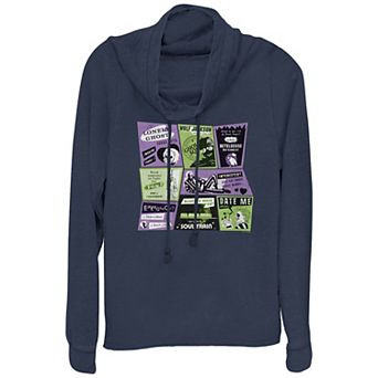 Juniors' Beetlejuice 2 Classified Ads Cowlneck Graphic Lightweight Long Sleeve