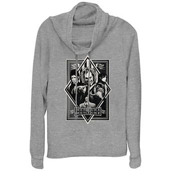 Juniors' Beetlejuice 2 Character Poster Cowlneck Graphic Lightweight Long Sleeve