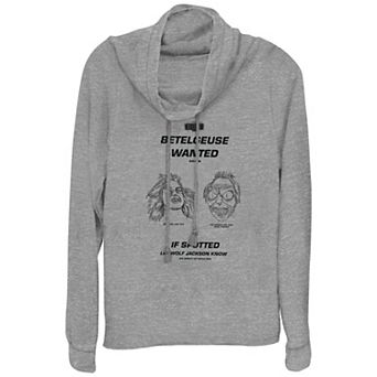 Juniors' Beetlejuice 2 Betelgeuse Wanted Cowlneck Graphic Lightweight Long Sleeve