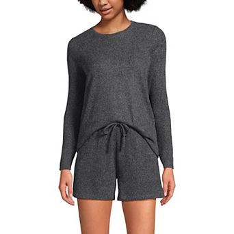 Women's Lands' End 2 pc Cozy Brushed Rib Pajama Top & Pajama Shorts Set