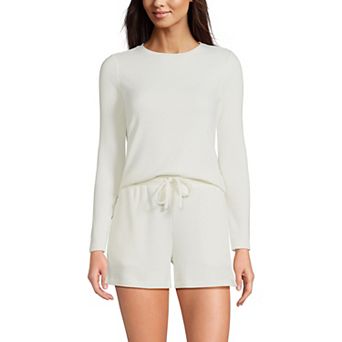 Women's Lands' End 2 pc Cozy Brushed Rib Pajama Top & Pajama Shorts Set