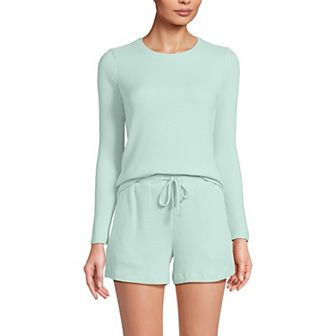 Women's Lands' End 2 pc Cozy Brushed Rib Pajama Top & Pajama Shorts Set