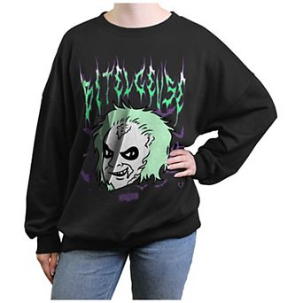 Juniors' Beetlejuice 2 Betelgeuse Black Metal Oversized Graphic Pullover