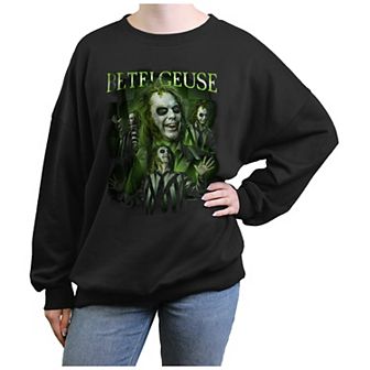 Juniors' Beetlejuice 2 Betelgeuse Collage Oversized Graphic Pullover