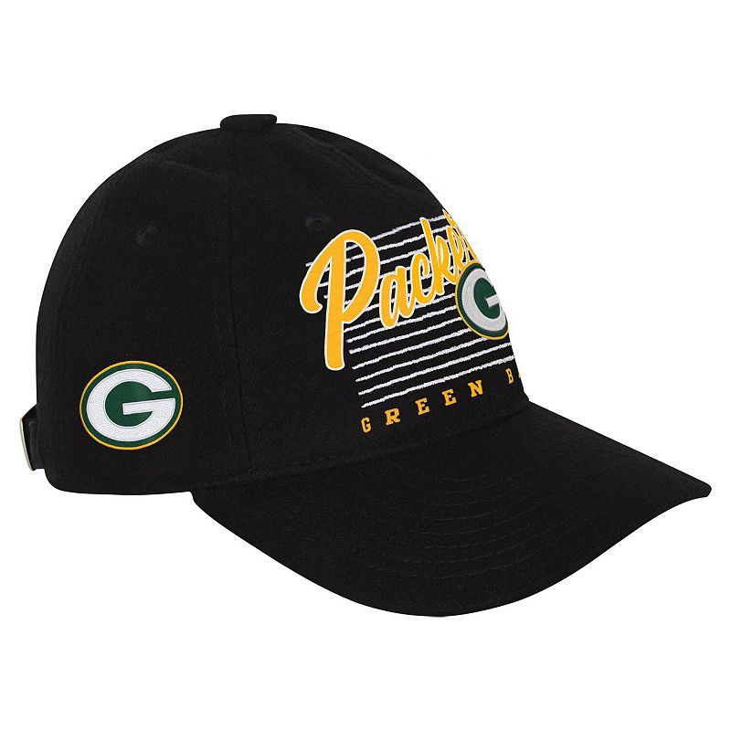 UPC 198107000075 product image for Youth Black Green Bay Packers Retro Wooly Adjustable Hat | upcitemdb.com