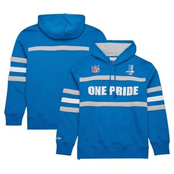 Men's Blue Detroit Lions Vintage Logo Head Coach Fleece Pullover Hoodie