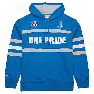 Men's Blue Detroit Lions Vintage Logo Head Coach Fleece Pullover Hoodie