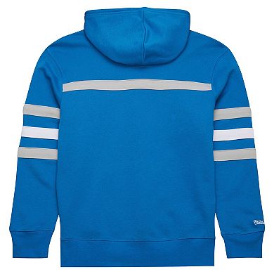 Men's Blue Detroit Lions Vintage Logo Head Coach Fleece Pullover Hoodie