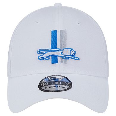 Men's New Era White Detroit Lions Throwback 39THIRTY Flex Hat