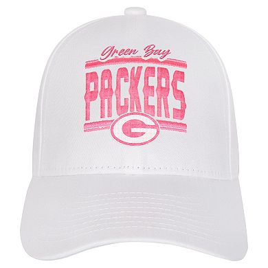 Girls Youth Green Bay Packers All White Structured Adjustable Hat