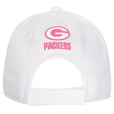 Girls Youth Green Bay Packers All White Structured Adjustable Hat
