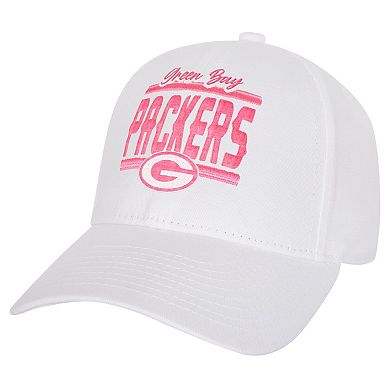 Girls Youth Green Bay Packers All White Structured Adjustable Hat