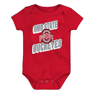 Newborn Scarlet Ohio State Buckeyes Sunday Comics 3-Pack Bodysuit Set