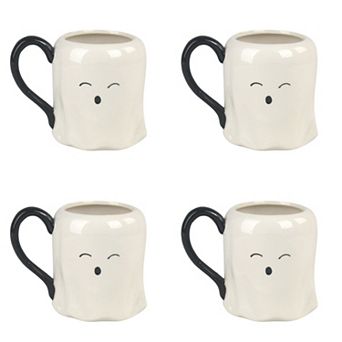 10 Strawberry Street 4 pc Ceramic Halloween Ghost Mugs