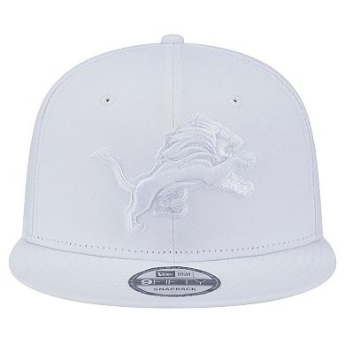 Men's New Era Detroit Lions Main White on White 9FIFTY Snapback Hat