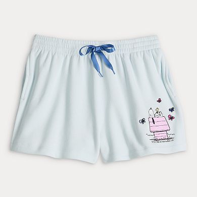 Juniors' Peanuts Snoopy House & Butterflies Fleece Shorts